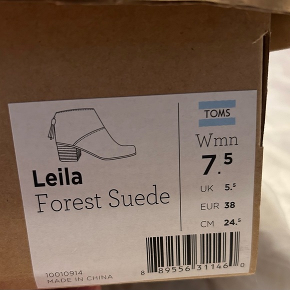 Toms Leila Forest Suede Booties size 7.5 - Picture 6 of 7
